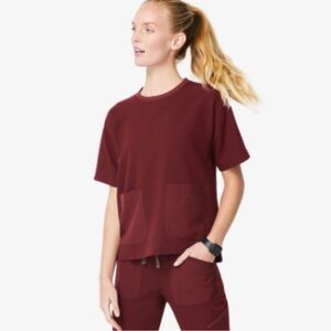 Figs‎ Women's Bene Crew Scrub Top Burgundy XL